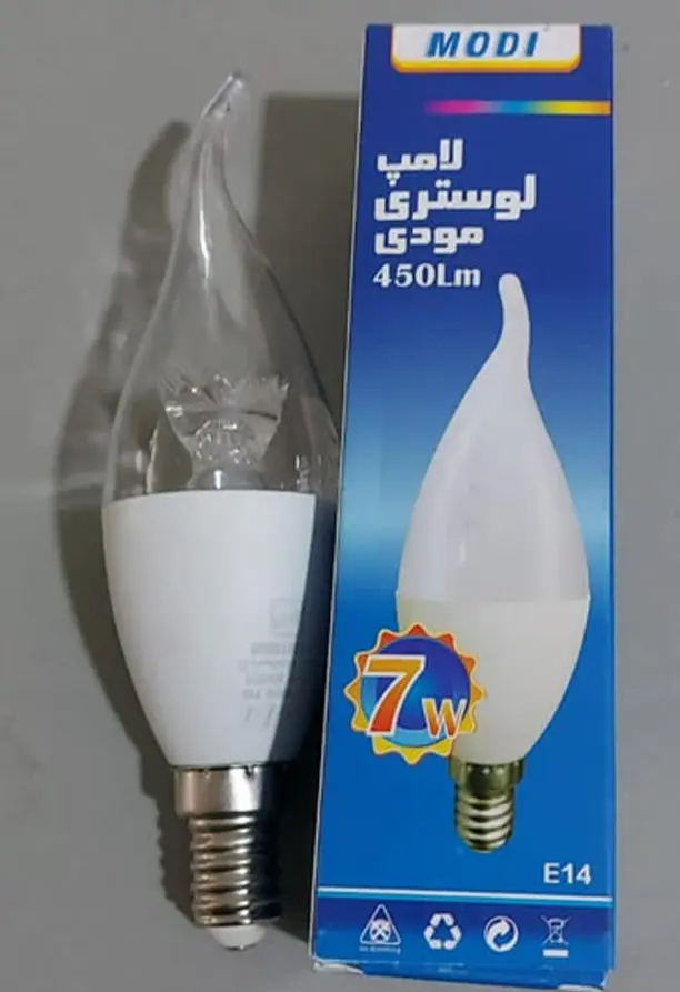 لامپ لوستری اشکی ۷ وات شفاف مودی